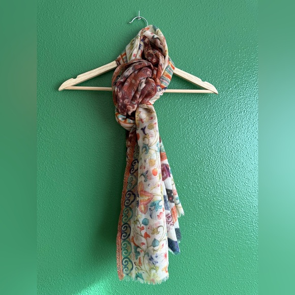 Anu by Natural Accessories - Anu by Natural 100% Wool Colorful Patterned Scarf